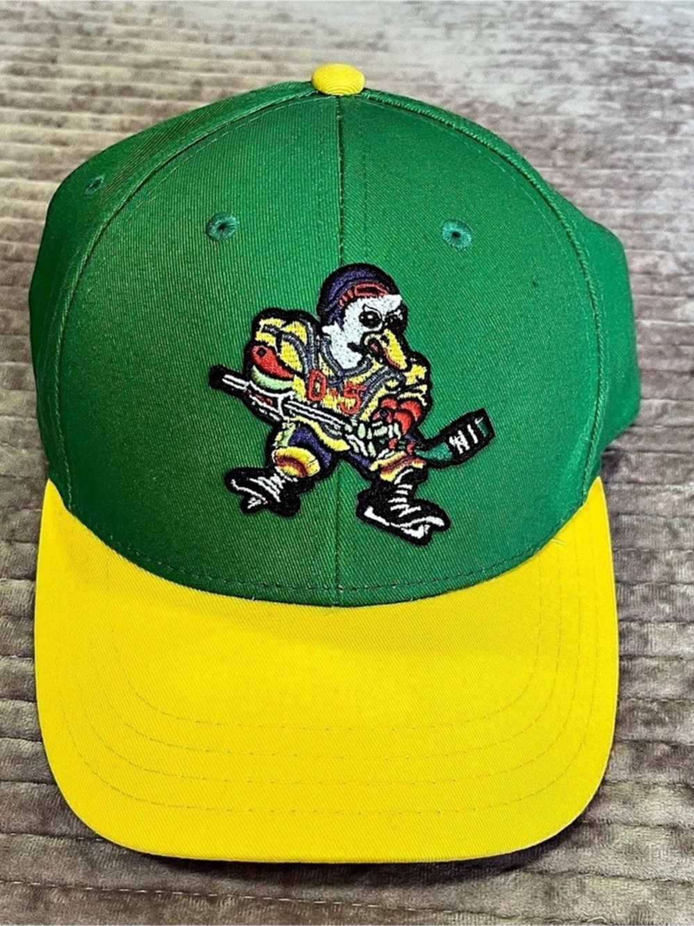 Mighty Ducks Snapback Hat Streaker Sports Green/Yellow Embroidery 90’s Nostalgic